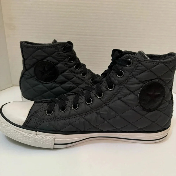 Converse All Star Chuck Taylor Black Quilted Lined Unisex Sneakers - Picture 8 of 10
